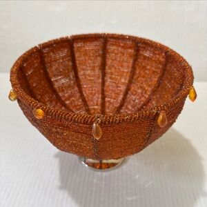 HOLIDAY SALE 🔥🔥 NEW Orange Beads Fruit Basket Home Decor Size Medium 6.5” Approx